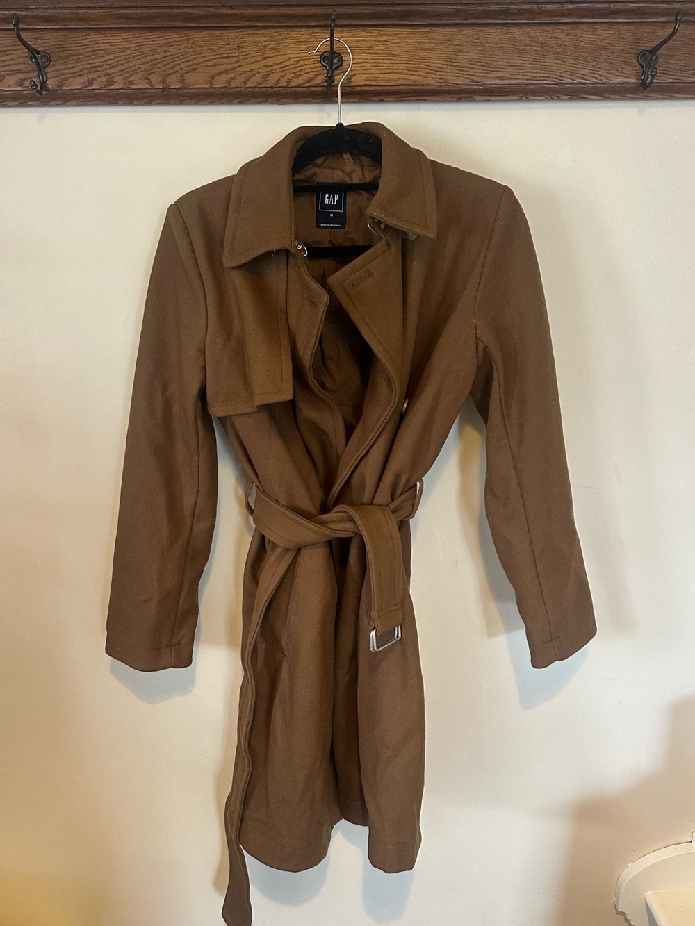 GAP Women's Brown Tie-Waist Trench Coat